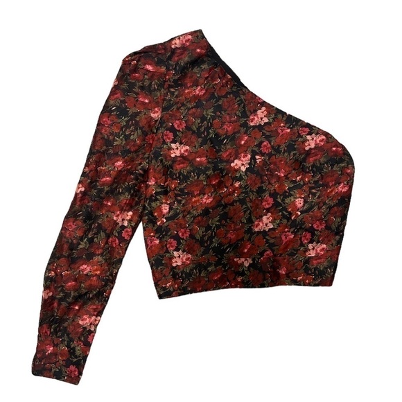 Good American moody floral one shoulder crop top - size XS - Picture 2 of 8